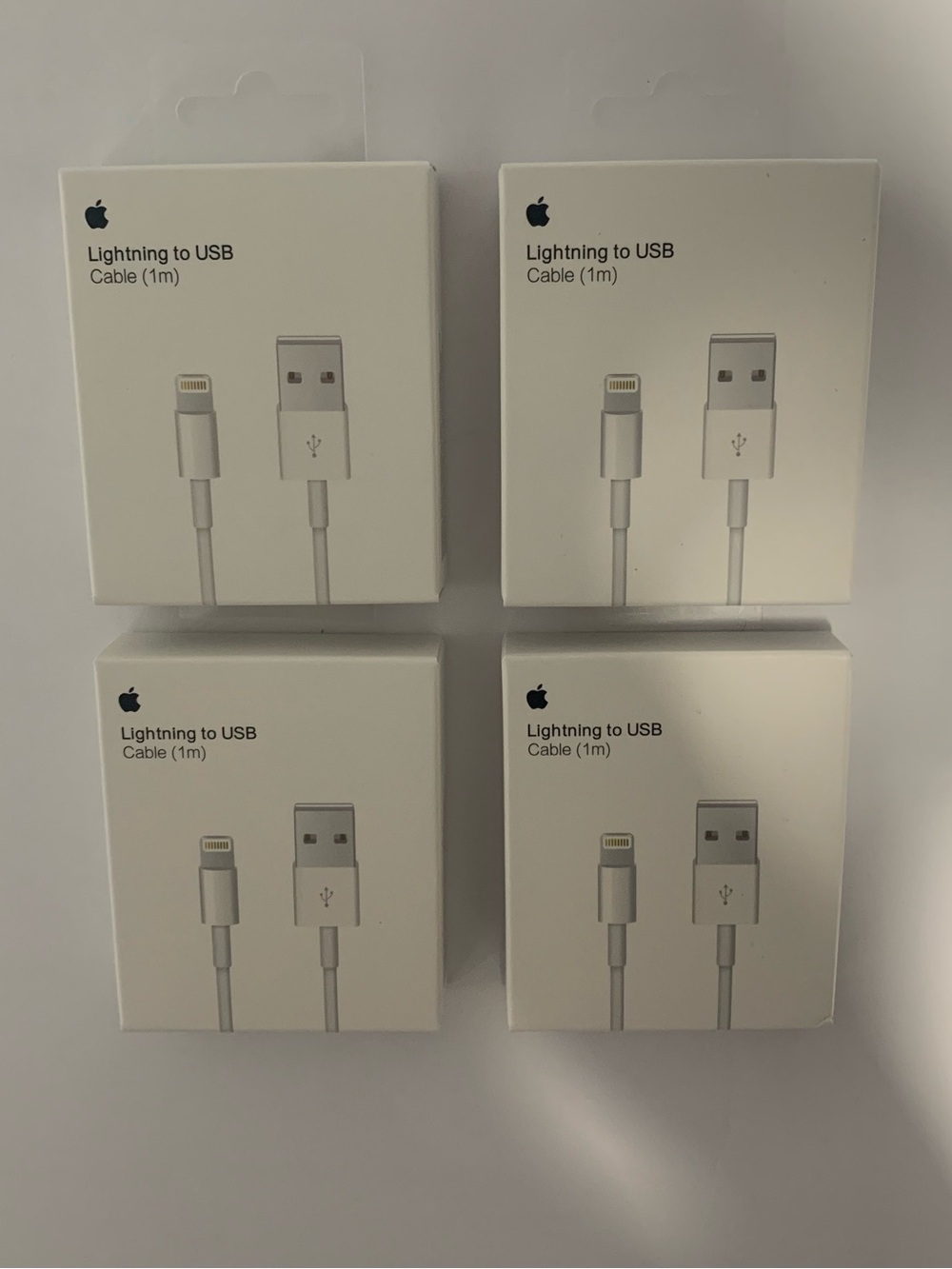 4 PACK Apple Lightning to USB Cable (1m) - White - Pack of 4